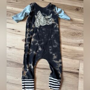 Rhino Print Kids Bodysuit - Black and Blue